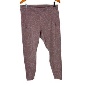 Athleta - Rainier High Rise Reflective Printed Tights Leggings - Mauve - Size XL